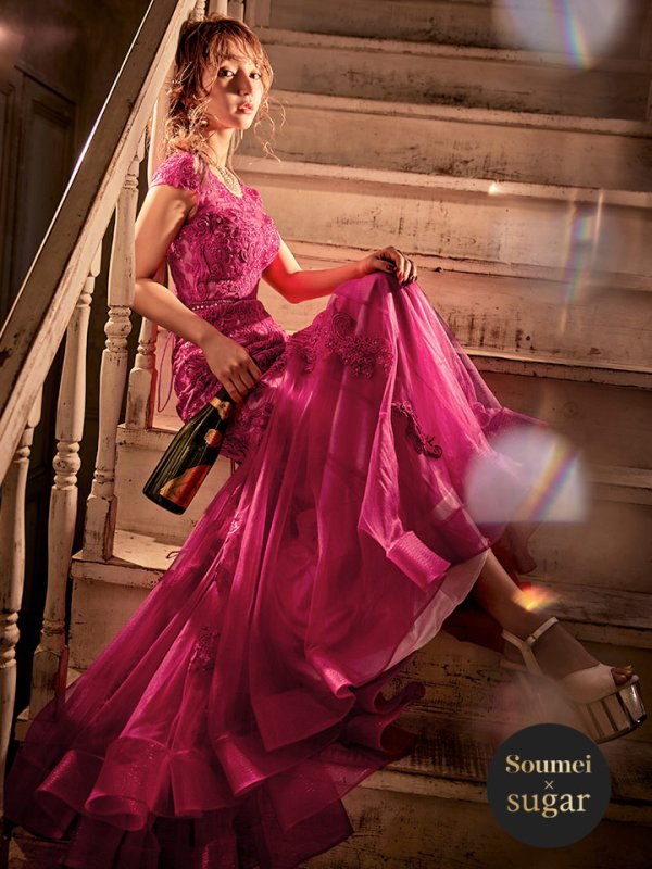 画像3: 【関西コレクション着用】【JEAN MACLEAN/ジャンマクレーン】チュール/ 切り替え/ レース刺繍/ マーメイド/ スピンドル/ ロング/ロングドレス /キャバドレス long[OF2A] (3)