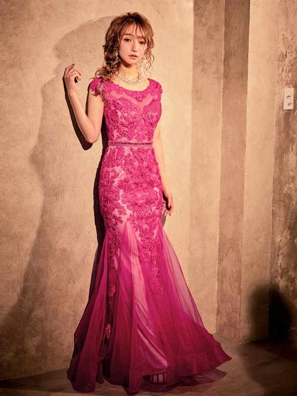 画像4: 【関西コレクション着用】【JEAN MACLEAN/ジャンマクレーン】チュール/ 切り替え/ レース刺繍/ マーメイド/ スピンドル/ ロング/ロングドレス /キャバドレス long[OF2A] (4)