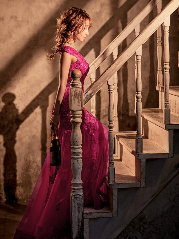 画像7: 【関西コレクション着用】【JEAN MACLEAN/ジャンマクレーン】チュール/ 切り替え/ レース刺繍/ マーメイド/ スピンドル/ ロング/ロングドレス /キャバドレス long[OF2A] (7)