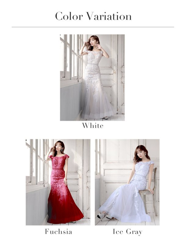 画像12: 【JEAN MACLEAN/ジャンマクレーン】チュール/ 切り替え/ レース刺繍/ マーメイド/ スピンドル/ ロング/ロングドレス /キャバドレス long[OF2A] (12)