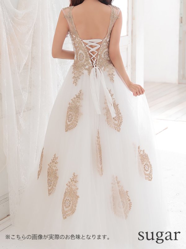 画像10: Lサイズあり【JEAN MACLEAN/ジャンマクレーン】バースデー/ ビーズ刺繍/ シアーレース/ チュール/ プリンセス/ キャバドレスlong[OF2A] (10)