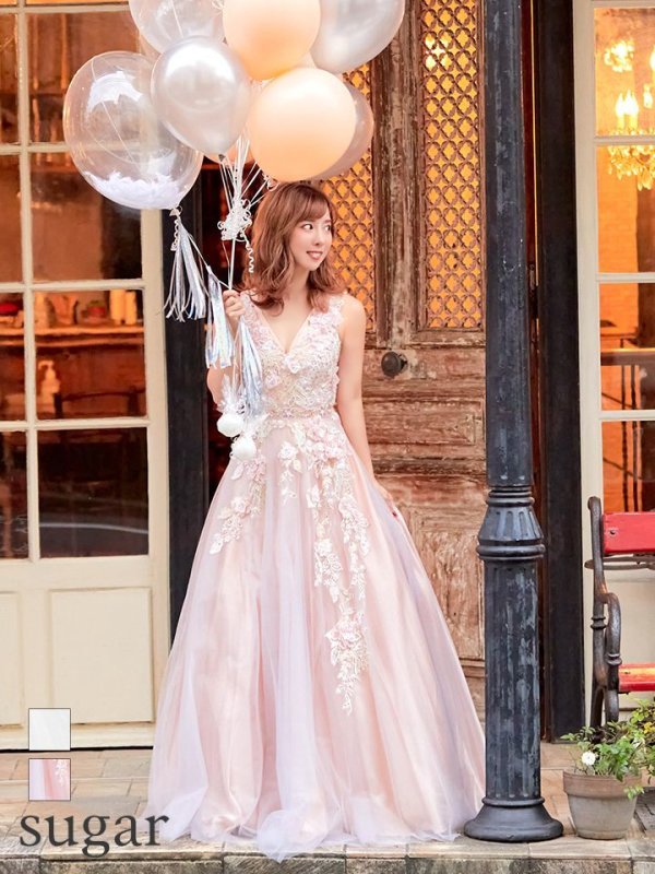 画像3: Lサイズあり【JEAN MACLEAN/ジャンマクレーン】バースデー/ 立体フラワー刺繍/ チュール/ プリンセス/ キャバドレスlong[OF2A] (3)