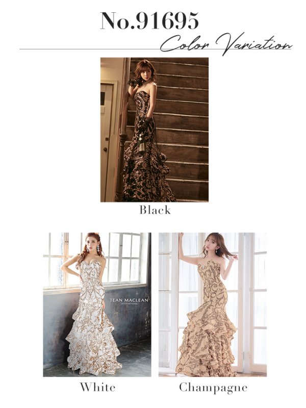 画像13: 【関西コレクション着用】Lサイズあり【JEAN MACLEAN/ジャンマクレーン】スパンコール刺繍/ ベア/ フリルデザイン/ ロング/ キャバドレス long[HC03] (13)