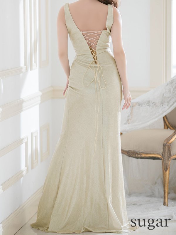 画像9: 【JEAN MACLEAN/ジャンマクレーン】ラメニット/ ノースリーブ/ タック/ ロング/ キャバドレス long[OF2A] (9)