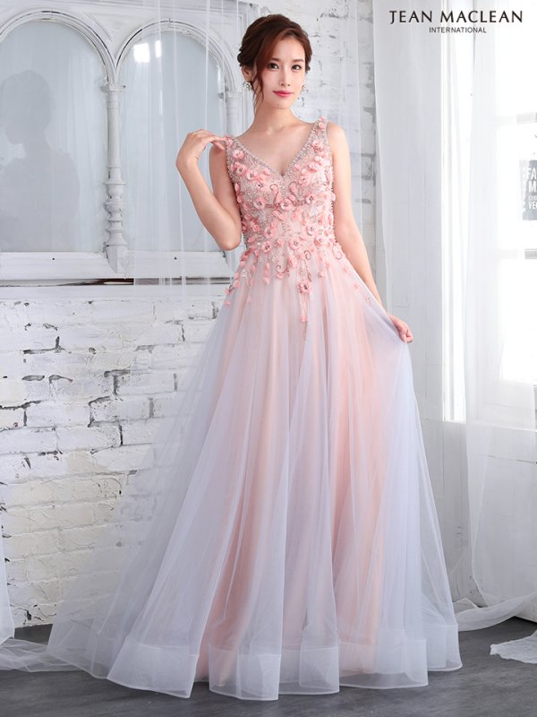 画像3: 【JEAN MACLEAN/ジャンマクレーン】立体フラワー刺繍/ ノースリーブ/ チュール/ プリンセス/ ロング/ キャバドレス long[OF2A] (3)