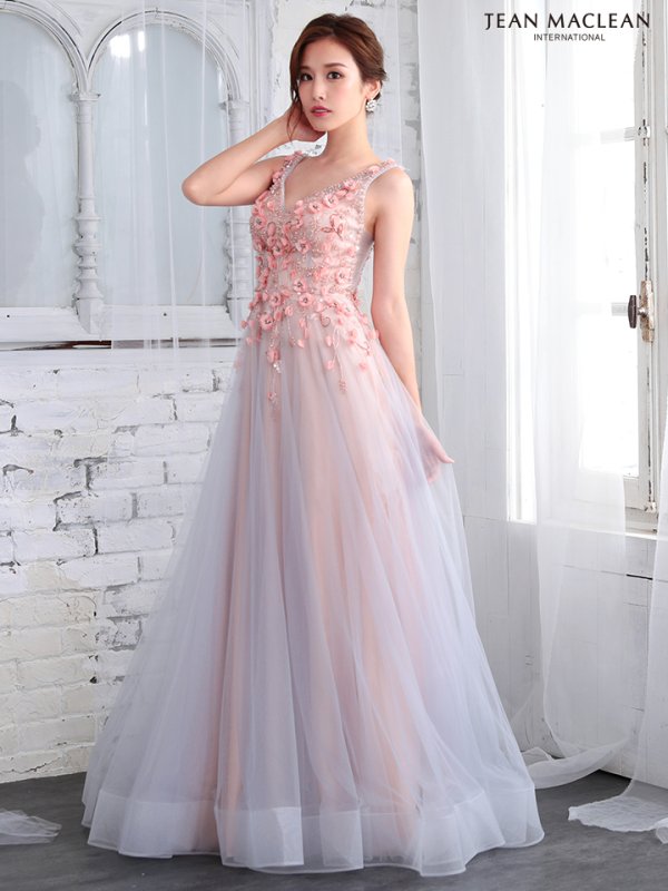 画像4: 【JEAN MACLEAN/ジャンマクレーン】立体フラワー刺繍/ ノースリーブ/ チュール/ プリンセス/ ロング/ キャバドレス long[OF2A] (4)