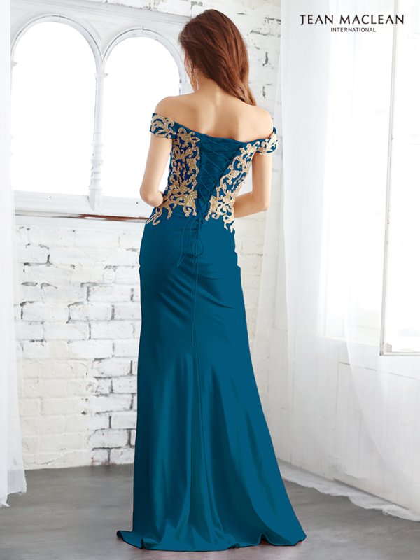 画像5: Lサイズあり【JEAN MACLEAN/ジャンマクレーン】デザイン刺繍/ オフショルス/ スリット/ ロング/ キャバドレス long[OF2A] (5)