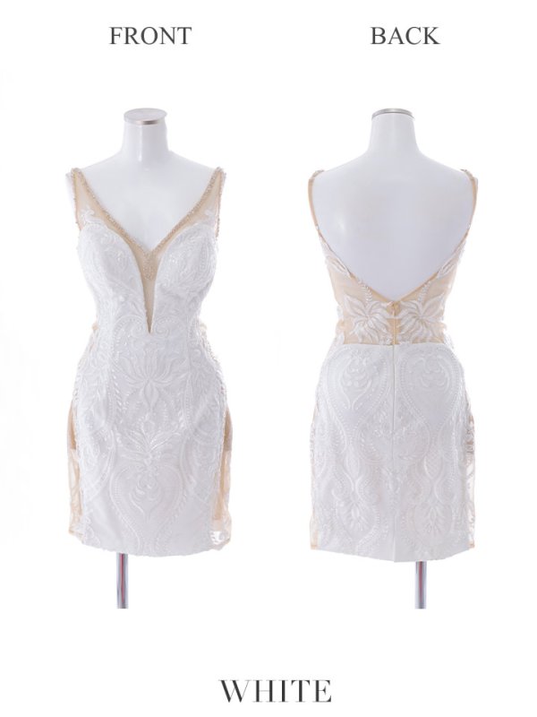 画像18: 【IRMA/イルマ】 ワンカラー/ ノースリーブ/ シアーレース/タイト/ ミニドレス/ キャバドレス[HC03] (18)