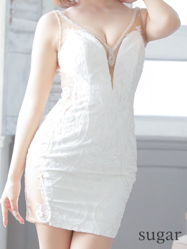 画像16: 【IRMA/イルマ】 ワンカラー/ ノースリーブ/ シアーレース/タイト/ ミニドレス/ キャバドレス[HC03] (16)