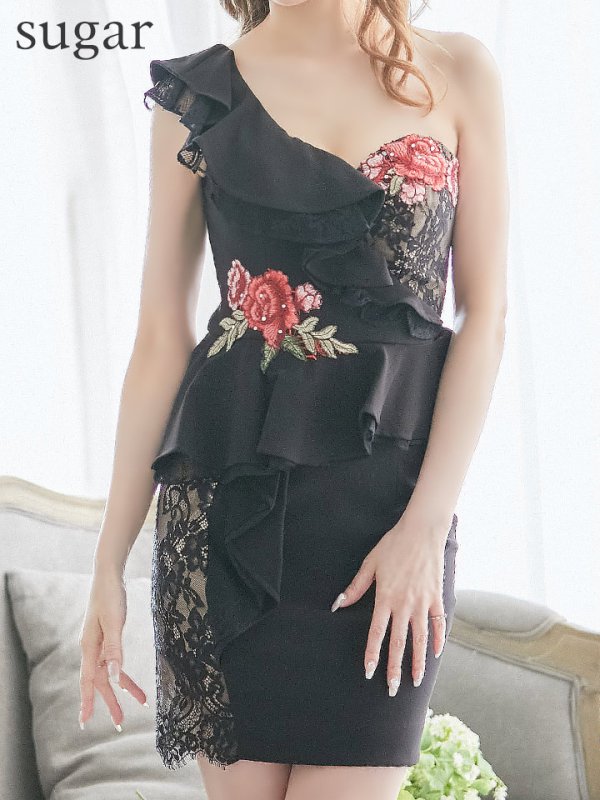 画像8: 【IRMA/イルマ】ワンショル/フラワーレース/ ペプラム / タイト/ ミニドレス/キャバドレス[HC03] (8)