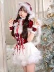 画像1: 【即日発送】【クリスマスコスプレ7点セット】【Malymoon/マリームーン】レースアップ猫耳チェックサンタ【フリーサイズ/1カラー】[HC03] (1)