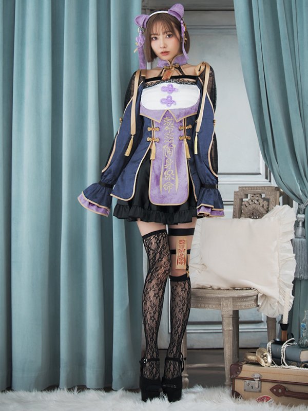 画像4: 【即日発送】【ハロウィン】ミスティックカラーキョンシー【Malymoon/マリームーン】【コスプレ6点セット】【フリーサイズ/1カラー】[HC03] (4)