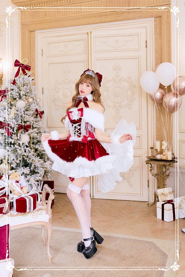 画像3: 【クリスマスコスプレ13点セット】【Malymoon/マリームーン】プリンセスチュールファーサンタコスプレ【2サイズ/1カラー】【予約/12月上旬発送予定】[HC03] (3)