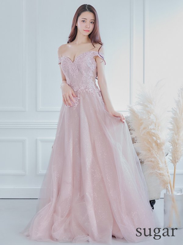 画像7: 【Lip line/リップライン】オフショル/ ハートカット/ ラメ/ 刺繍レース/ チュール/ プリンセス/ フレア/ Aライン/ ロングドレス/ キャバドレス long[HC03] (7)