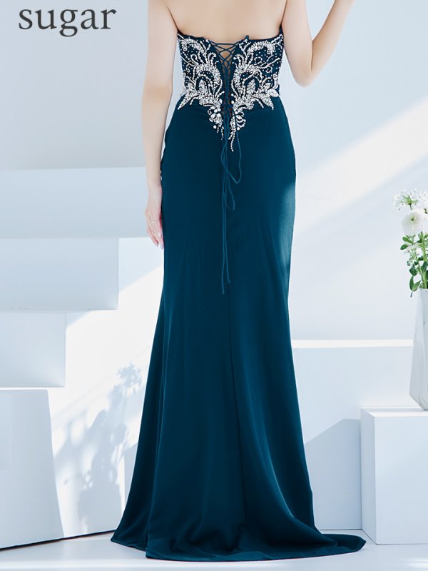 画像9: 【Lip line/リップライン】ベア/ ワンカラー/ ビジュー/ スパンコール/ スリット/ スピンドル/ タイト/ ロングドレス/ キャバドレス long[HC03] (9)