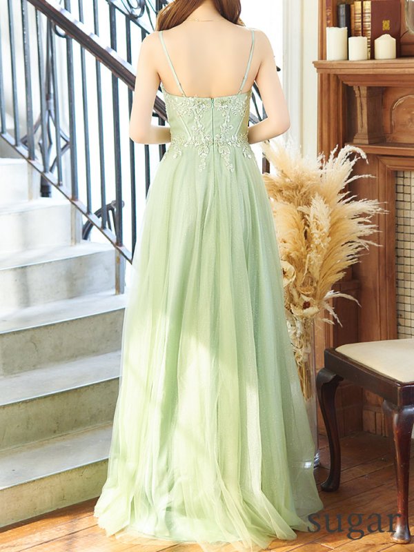 画像9: 【Lip line/リップライン】ラメ/ チュール/ キャミソール/ Aライン/ デザイン刺繍/ フレア/ ロングドレス/ キャバドレス long[HC03] (9)