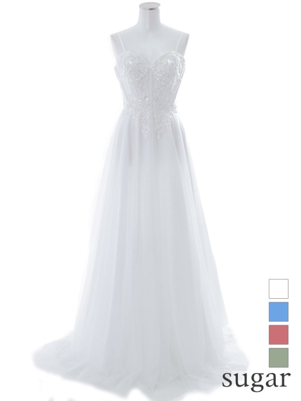 画像14: 【Lip line/リップライン】ラメ/ チュール/ キャミソール/ Aライン/ デザイン刺繍/ フレア/ ロングドレス/ キャバドレス long[HC03] (14)