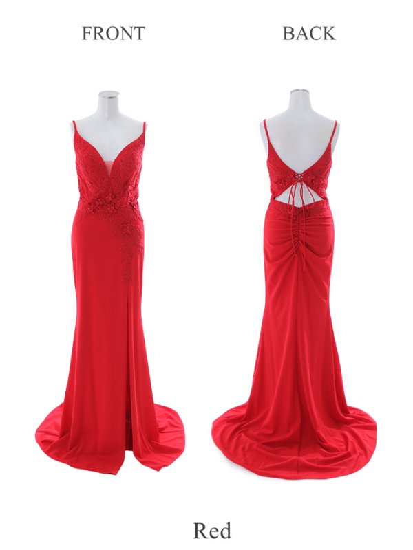 画像11: 【Lip line/リップライン】ワンカラー/ 立体フラワー刺繍/ キャミ/ ストレッチ/ スリット/ タイト/ ロングドレス/ キャバドレス long[HC03] (11)