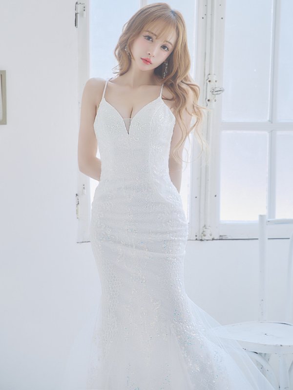 画像2: 【Lip line/リップライン】スパンコール刺繍/ キャミソール/ チュール/ マーメイド/ ロングドレス/ キャバドレス long[HC03] (2)