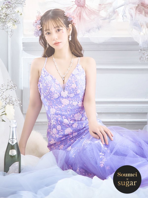 画像5: 【なつき/関西コレクション着用】【Lip line/リップライン】マーメイド/ スパンコール刺繍/ キャミソール/ チュール/ ロングドレス/ キャバドレス long[HC03] (5)