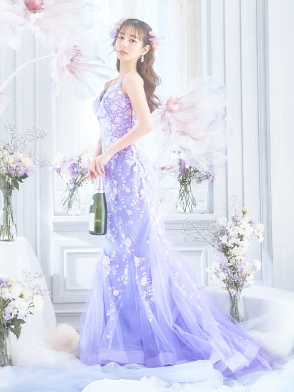 画像7: 【なつき/関西コレクション着用】【Lip line/リップライン】マーメイド/ スパンコール刺繍/ キャミソール/ チュール/ ロングドレス/ キャバドレス long[HC03] (7)