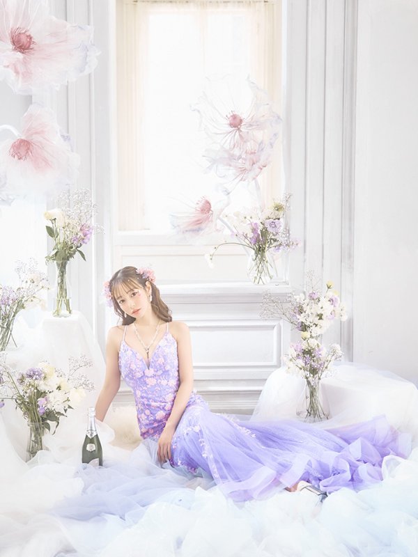 画像9: 【なつき/関西コレクション着用】【Lip line/リップライン】マーメイド/ スパンコール刺繍/ キャミソール/ チュール/ ロングドレス/ キャバドレス long[HC03] (9)