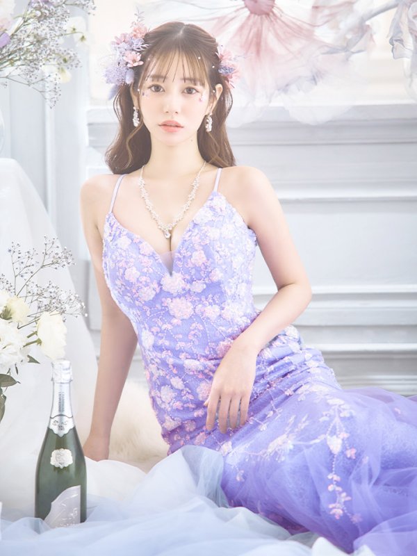 画像11: 【なつき/関西コレクション着用】【Lip line/リップライン】マーメイド/ スパンコール刺繍/ キャミソール/ チュール/ ロングドレス/ キャバドレス long[HC03] (11)