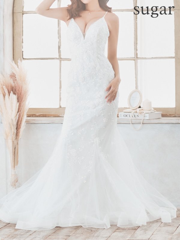 画像29: 【なつき/関西コレクション着用】【Lip line/リップライン】マーメイド/ スパンコール刺繍/ キャミソール/ チュール/ ロングドレス/ キャバドレス long[HC03] (29)