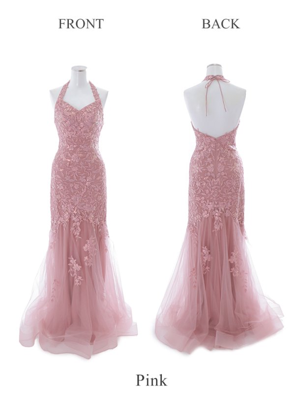 画像16: 【Lip line/リップライン】マーメイド/ スパンコール刺繍/ ホルターネック/ チュール/ タイト/ ロングドレス/ キャバドレス long[HC03] (16)