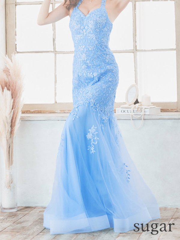 画像11: 【Lip line/リップライン】マーメイド/ スパンコール刺繍/ ホルターネック/ チュール/ タイト/ ロングドレス/ キャバドレス long[HC03] (11)