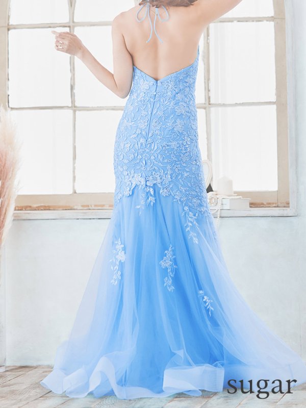 画像12: 【Lip line/リップライン】マーメイド/ スパンコール刺繍/ ホルターネック/ チュール/ タイト/ ロングドレス/ キャバドレス long[HC03] (12)