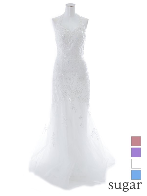 画像13: 【Lip line/リップライン】マーメイド/ スパンコール刺繍/ ホルターネック/ チュール/ タイト/ ロングドレス/ キャバドレス long[HC03] (13)