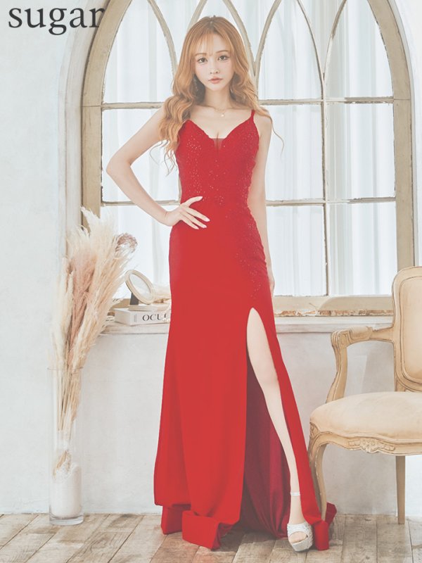 画像7: 【Lip line/リップライン】マーメイド/ スピンドル/ 立体フラワー刺繍/ キャミ/ ストレッチ/ スリット/ ロングドレス/ キャバドレス long[HC03] (7)