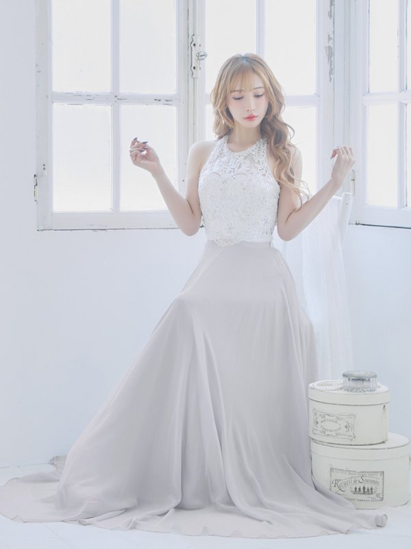 画像5: 【Lip line/リップライン】アメスリ/ ホルター/ ビジュー/ レース刺繍/ 切り替え/ ロングドレス/ キャバドレス long[HC03] (5)