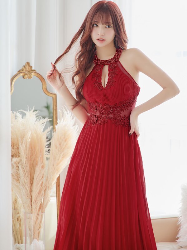 画像25: 【Lip line/リップライン】プリーツ/ アメスリ/ ワンカラー/ シアー/ 刺繍/ Aライン/ ロングドレス/ キャバドレス long[HC03] (25)