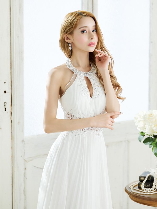 画像11: 【Lip line/リップライン】プリーツ/ アメスリ/ ワンカラー/ シアー/ 刺繍/ Aライン/ ロングドレス/ キャバドレス long[HC03] (11)