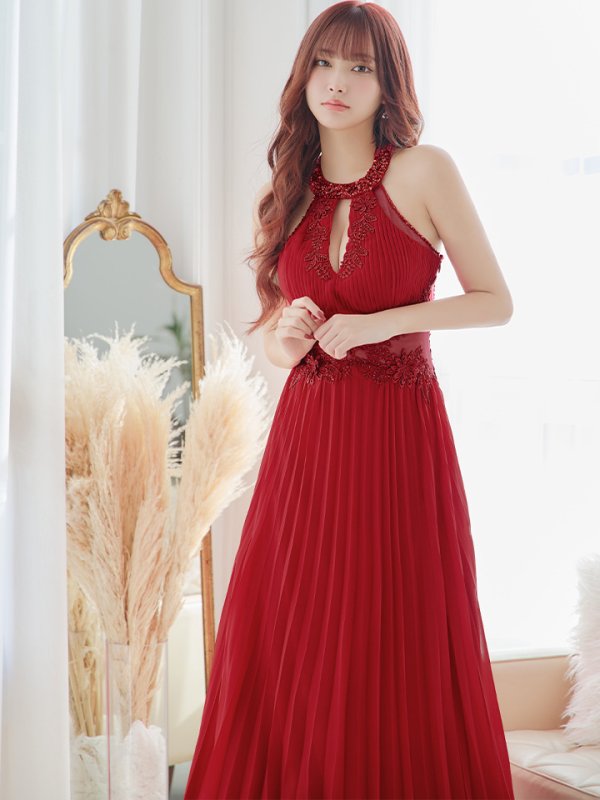 画像27: 【Lip line/リップライン】プリーツ/ アメスリ/ ワンカラー/ シアー/ 刺繍/ Aライン/ ロングドレス/ キャバドレス long[HC03] (27)