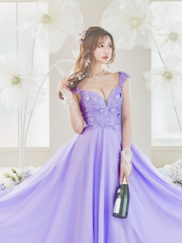 画像24: 【関西コレクション着用】【Lip line/リップライン】フラワー刺繍/ ノースリーブ/ Aライン/ フレア/ プリンセス/ ロングドレス/ キャバドレス long[HC03] (24)