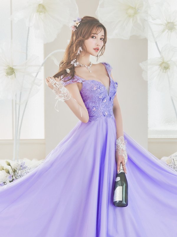 画像25: 【関西コレクション着用】【Lip line/リップライン】フラワー刺繍/ ノースリーブ/ Aライン/ フレア/ プリンセス/ ロングドレス/ キャバドレス long[HC03] (25)