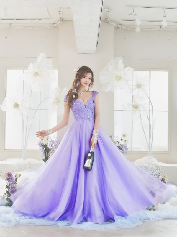 画像14: 【関西コレクション着用】【Lip line/リップライン】フラワー刺繍/ ノースリーブ/ Aライン/ フレア/ プリンセス/ ロングドレス/ キャバドレス long[HC03] (14)