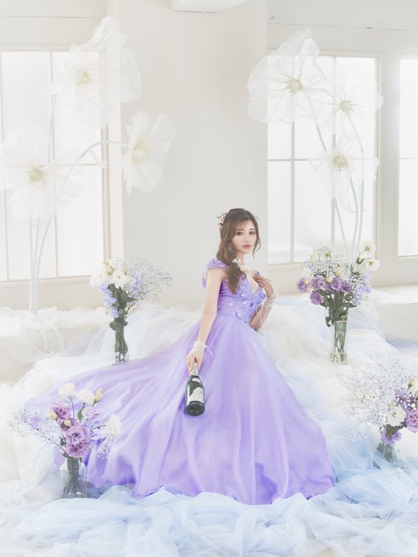 画像15: 【関西コレクション着用】【Lip line/リップライン】フラワー刺繍/ ノースリーブ/ Aライン/ フレア/ プリンセス/ ロングドレス/ キャバドレス long[HC03] (15)