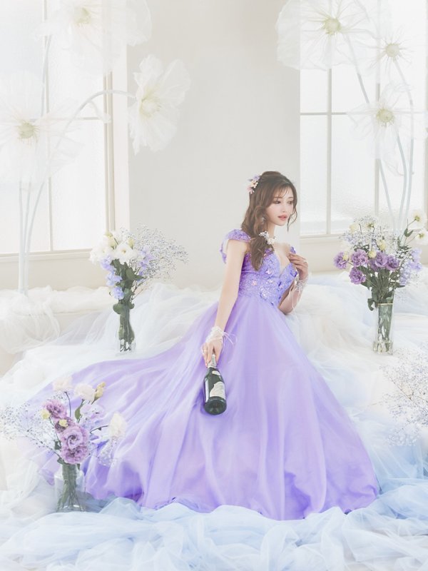 画像16: 【関西コレクション着用】【Lip line/リップライン】フラワー刺繍/ ノースリーブ/ Aライン/ フレア/ プリンセス/ ロングドレス/ キャバドレス long[HC03] (16)