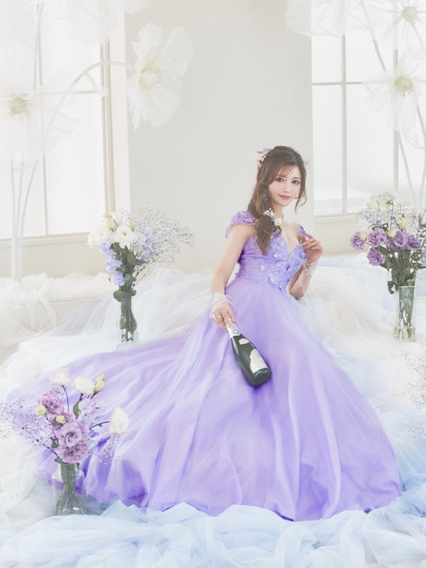 画像17: 【関西コレクション着用】【Lip line/リップライン】フラワー刺繍/ ノースリーブ/ Aライン/ フレア/ プリンセス/ ロングドレス/ キャバドレス long[HC03] (17)