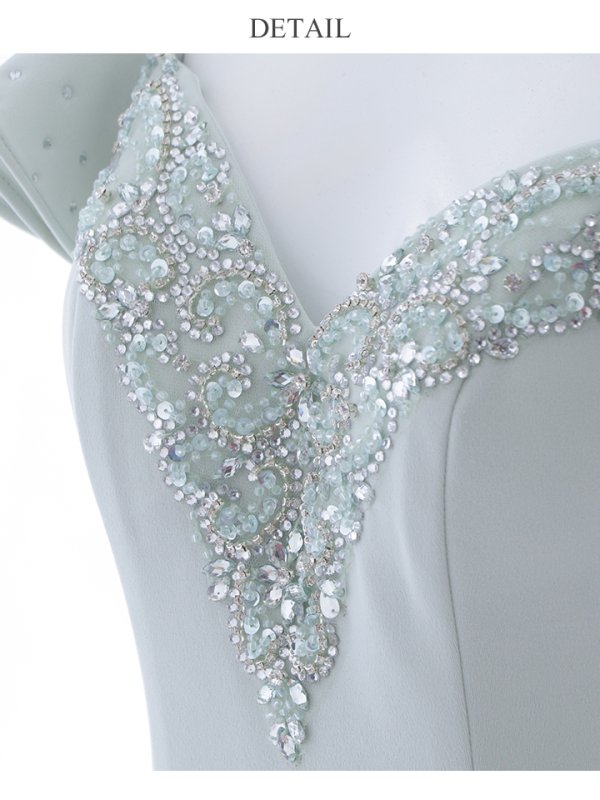 画像6: 【Lip line/リップライン】ワンカラー/ フリルスリーブ/ 半袖/ 袖あり/ 刺繍/ スリット/ ロングドレス/ キャバドレス long[HC03] (6)