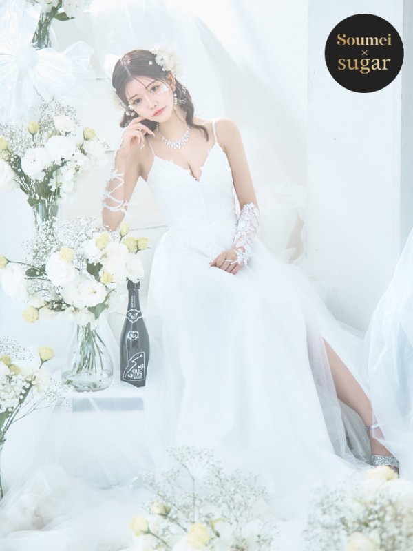 【Lip line/リップライン】スパンコール刺繍/ キャミソール/ ラメ/ チュール/ フレア/ Aライン/ ロングドレス/ キャバドレス long[HC03]　ホワイト