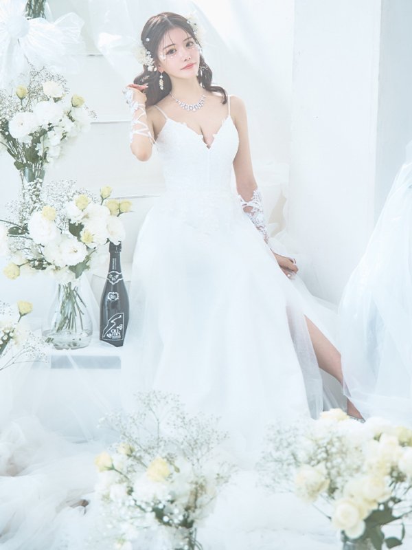 画像13: 【華/関西コレクション着用】【Lip line/リップライン】スパンコール刺繍/ キャミソール/ ラメ/ チュール/ フレア/ Aライン/ ロングドレス/ キャバドレス long[HC03] (13)