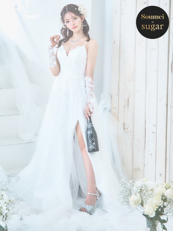 画像6: 【華/関西コレクション着用】【Lip line/リップライン】スパンコール刺繍/ キャミソール/ ラメ/ チュール/ フレア/ Aライン/ ロングドレス/ キャバドレス long[HC03] (6)