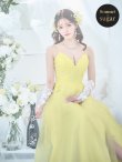 【Lip line/リップライン】スパンコール刺繍/ キャミソール/ ラメ/ チュール/ フレア/ Aライン/ ロングドレス/ キャバドレス long[HC03]　イエロー
