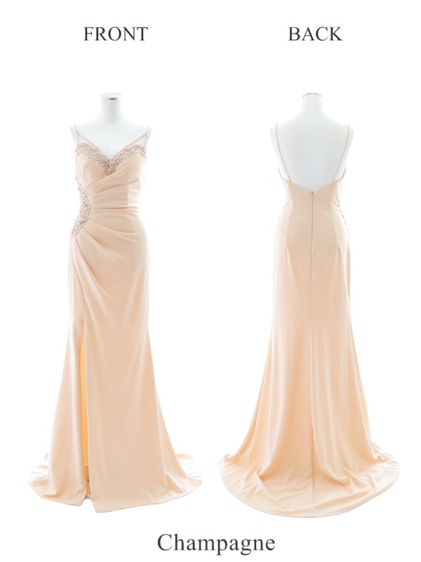 画像21: 【Lip line/リップライン】ワンカラー/ ビジュー/ キャミソール/ 刺繍/ スリット/ ロングドレス/ キャバドレス long[HC03] (21)