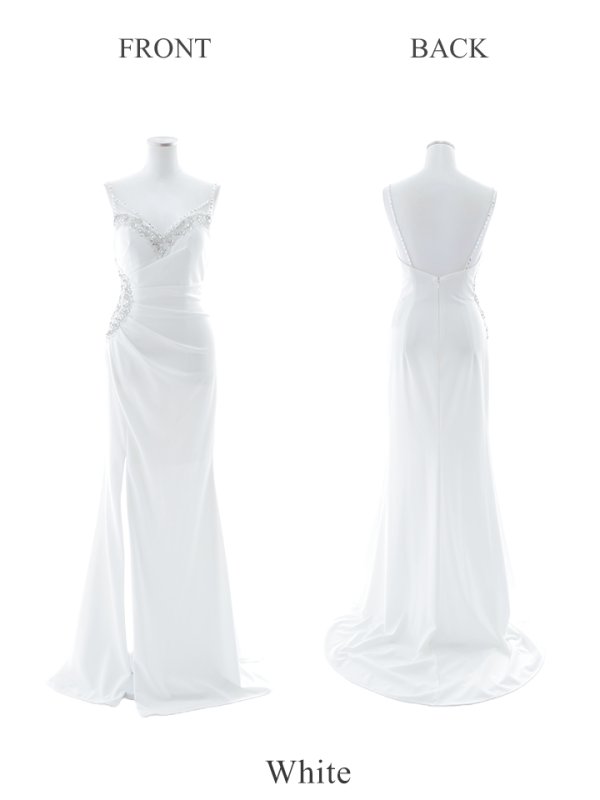 画像19: 【Lip line/リップライン】ワンカラー/ ビジュー/ キャミソール/ 刺繍/ スリット/ ロングドレス/ キャバドレス long[HC03] (19)